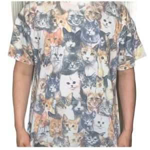 Cat Print Short Sleeve Tee